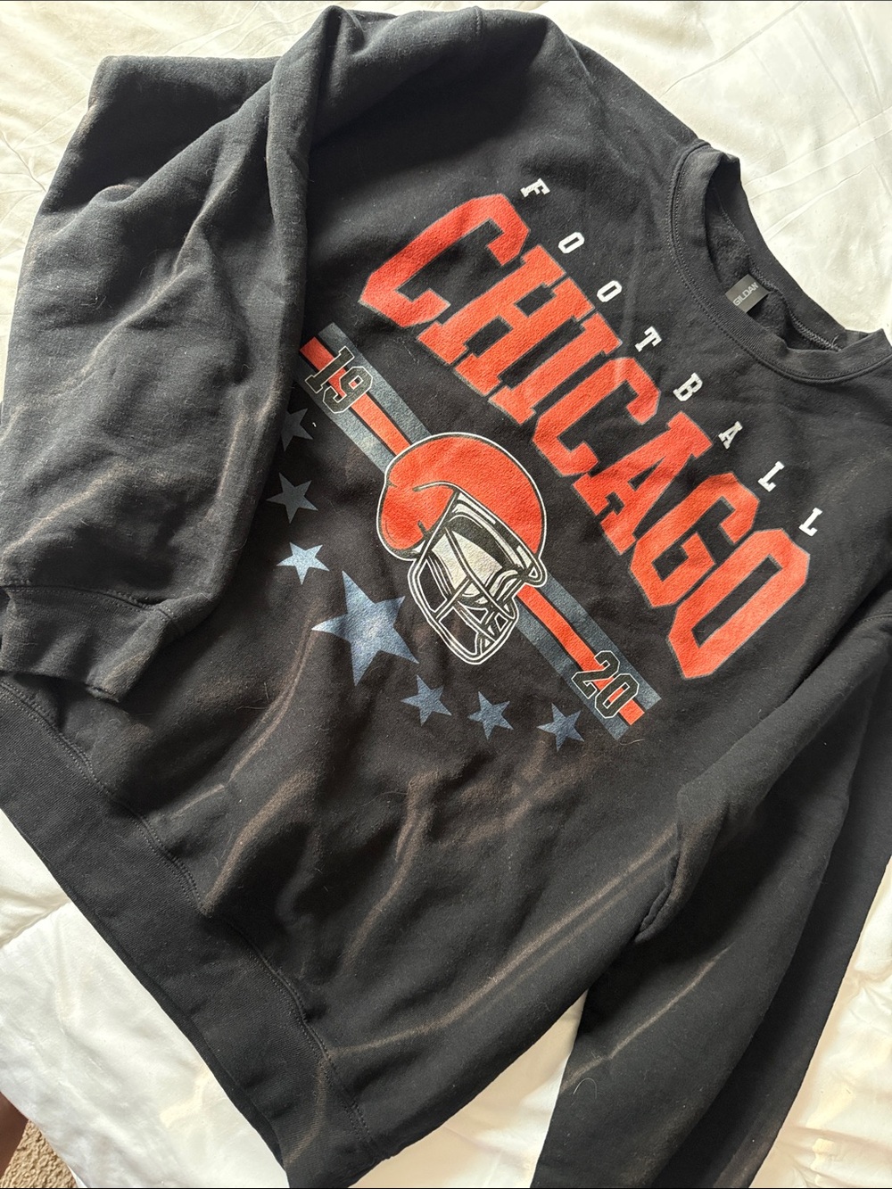 Chicago Football Graphic Sweatshirt - Black with Orange & Blue